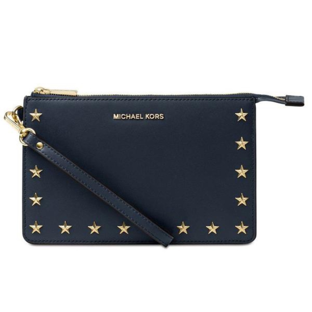 NEW! Michael MK Medium Gusset Navy Wristlet